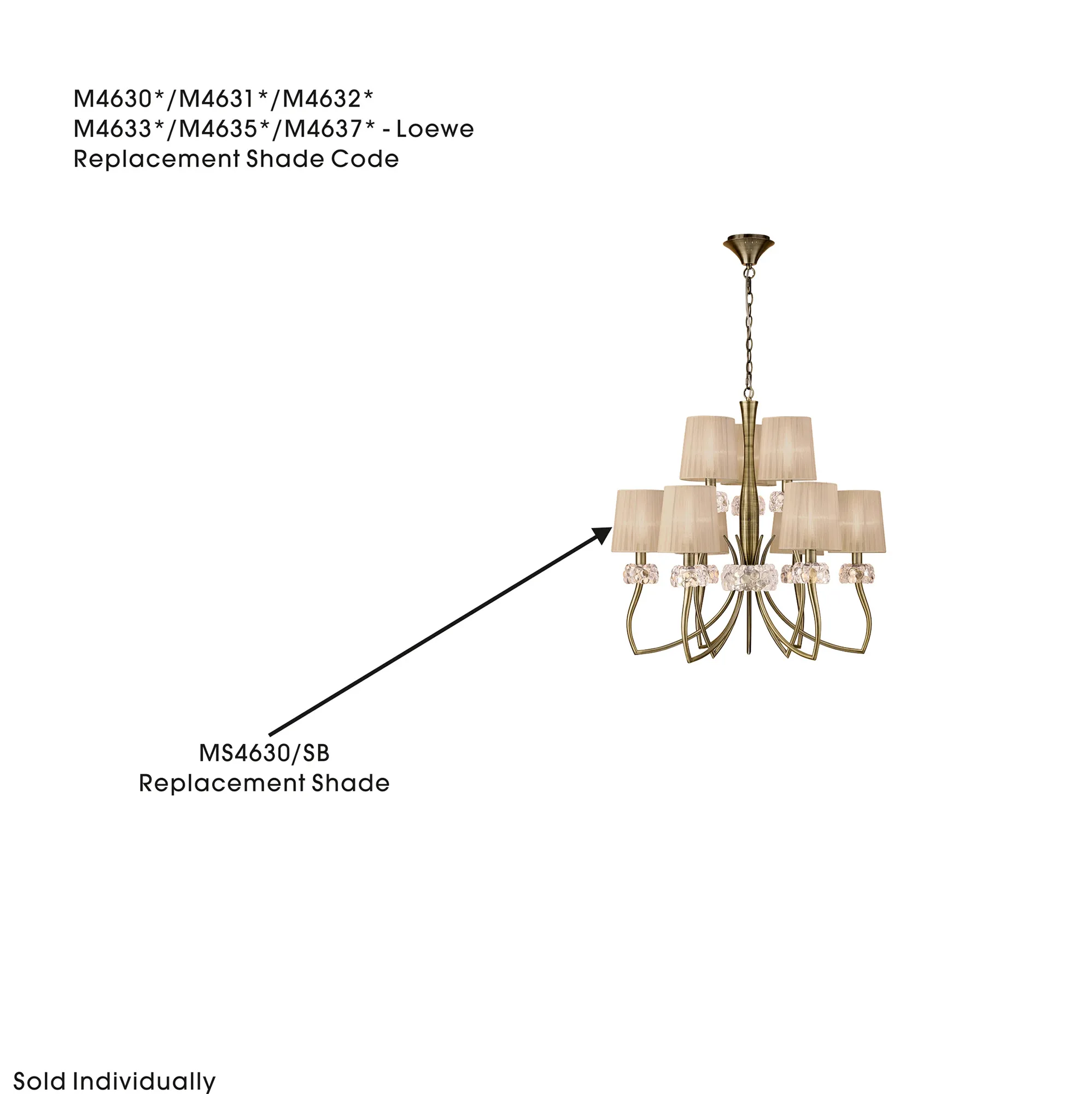 MS4630/SB  Loewe Shade For M4630AB/4631AB/4632AB/4633AB/4635AB/4637AB Soft Bronze